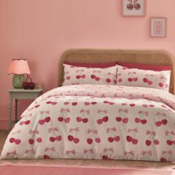 Catherine Lansfield Cherries and Bows Reversible Duvet Cover Set