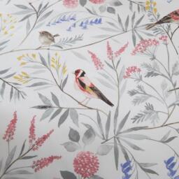 Dreams and Drapes Caraway Garden Birds Print Duvet Cover Set in Pink - thumbnail 4