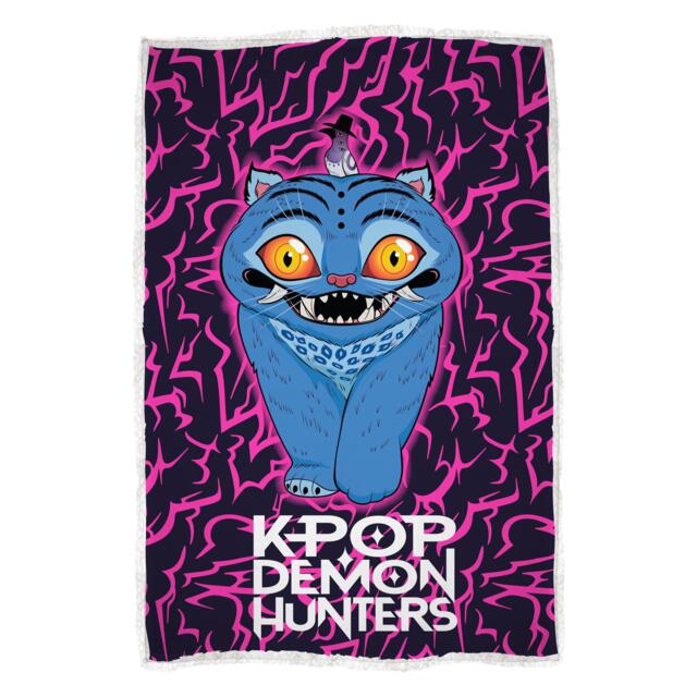 K Pop Demon Hunters Kpop Demon Hunters Pink Sherpa Back Fleece Blanket - image 1
