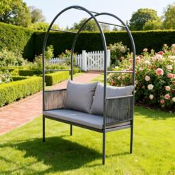 Linea Modern Arched Metal Garden Bench - thumbnail 1