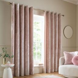 Catherine Lansfield Crushed Velvet Lined Eyelet Curtains - thumbnail 1