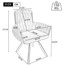 Urban Meuble Set Of 2 Velvet Dining Chair With Arm - thumbnail 3