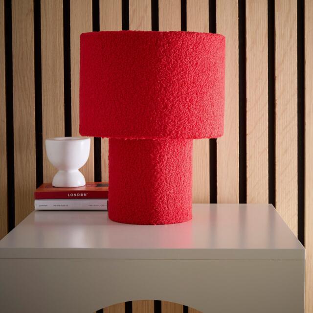 K Living Osaka Red Teddy Velvet Table Lamp - image 1
