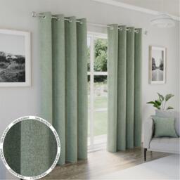 Enhanced Living Austin 100% Blackout Linen Look Eyelet Curtains
