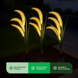 Streetwize Pack of 3 Solar Setaria Viridis Stake Light - thumbnail 4