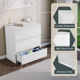 Lassic Glinton 3 Drawer Chest High Gloss - thumbnail 5