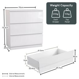 Lassic Glinton 3 Drawer Chest High Gloss - thumbnail 2