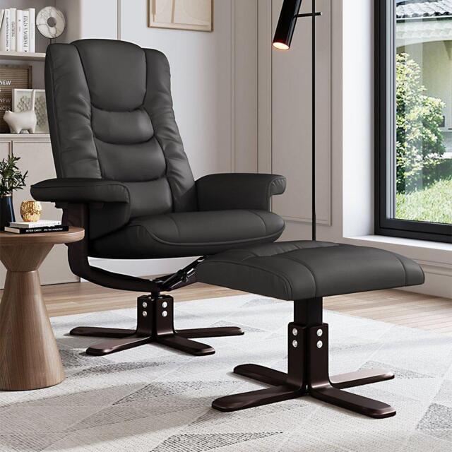 Kabinet UK Upholstered Swivel Recliner Chair with Ottoman - image 1