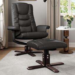 Kabinet UK Upholstered Swivel Recliner Chair with Ottoman - thumbnail 2
