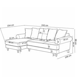 Biba Freddy L Shaped Corner Chenille Sofa - thumbnail 6