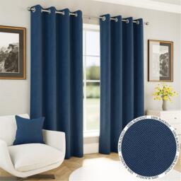 Enhanced Living Chester Navy 100% Blackout Herringbone Curtains - thumbnail 1
