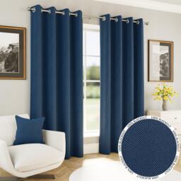Enhanced Living Chester Navy 100% Blackout Herringbone Curtains