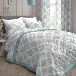 Dreams and Drapes Emily Floral Bedspread in Duck Egg