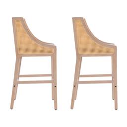 Kabinet UK 2 Pcs Natural Rattan Bar Stools with Backrest - thumbnail 5