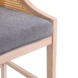Kabinet UK 2 Pcs Natural Rattan Bar Stools with Backrest - thumbnail 8
