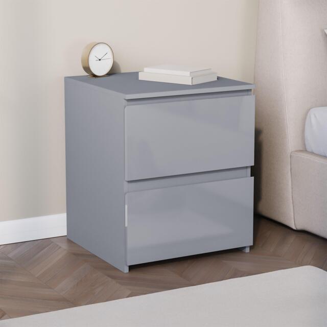 Lassic Glinton High Gloss 2 Drawer Bedside Table Chest - image 1