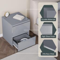 Lassic Glinton High Gloss 2 Drawer Bedside Table Chest - thumbnail 7