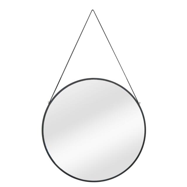 Nestwell Amos Round Metal Mirror With Leather Hanging Strap