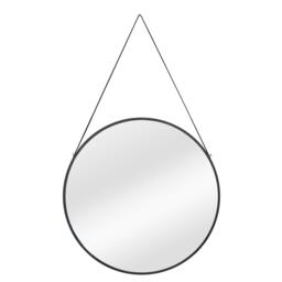 Nestwell Amos Round Metal Mirror With Leather Hanging Strap - thumbnail 1