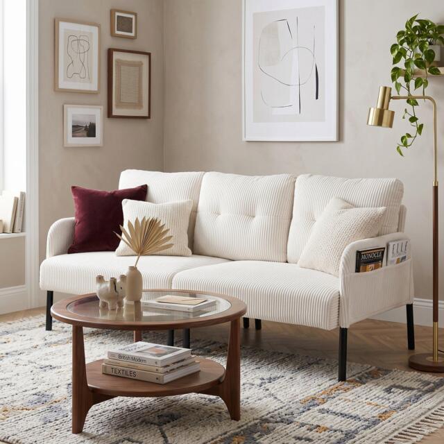 Urban Meuble Modern Corduroy 3-Seater Sofa with Pockets - image 1