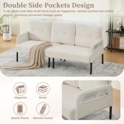 Urban Meuble Modern Corduroy 3-Seater Sofa with Pockets - thumbnail 7