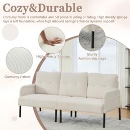 Urban Meuble Modern Corduroy 3-Seater Sofa with Pockets - thumbnail 9