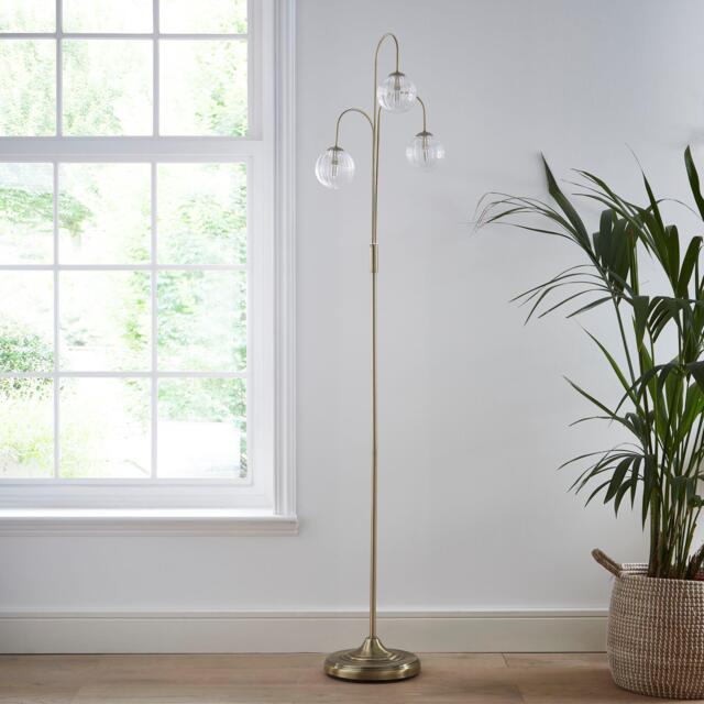 K Living Antique brass 3 light floor lamp with Glass ribbed - image 1