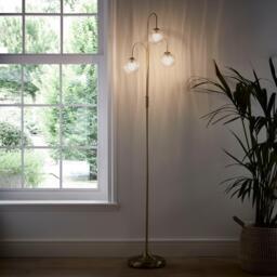 K Living Antique brass 3 light floor lamp with Glass ribbed - thumbnail 2