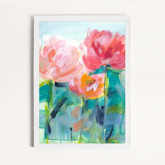 Laura Ashley Abstract Peonies Print in a White Frame - image 1