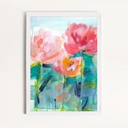 Laura Ashley Abstract Peonies Print in a White Frame - thumbnail 1