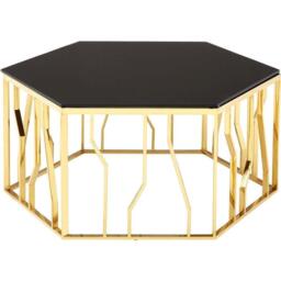 Interiors by Premier Alvaro Gold and Black Hexagonal Coffee Table - thumbnail 2
