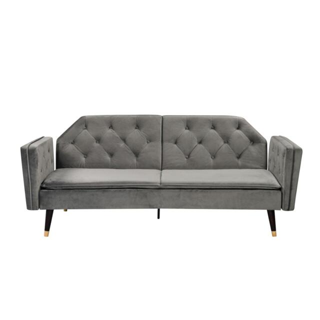 Comfy Living Plush Velvet Tufted Sofa Bed With Black And Gold L