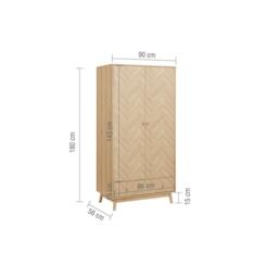 Birlea Herringford 2 Door 1 Drawer Wardrobe - thumbnail 8