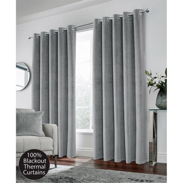 Enhanced Living Hampton Velvet 100% Blackout Thermal Ring Curtain - image 1