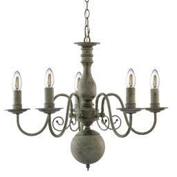 Lighting Collection Versaille 5Lt Pendant - Textured Grey Metal - thumbnail 3