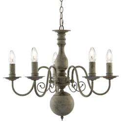 Lighting Collection Versaille 5Lt Pendant - Textured Grey Metal - thumbnail 2
