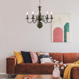 Lighting Collection Versaille 5Lt Pendant - Textured Grey Metal