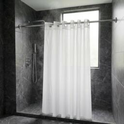 Croydex White Textile Hook N Hang Shower Curtain