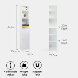 VonHaus VonHaus Tall Bathroom Cabinet - White - Holbrook - thumbnail 3