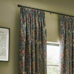 Morris and Co Seaweed Fully Lined Velvet Pencil Pleat Curtains - thumbnail 3