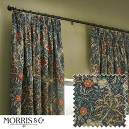Morris and Co Seaweed Fully Lined Velvet Pencil Pleat Curtains - thumbnail 1