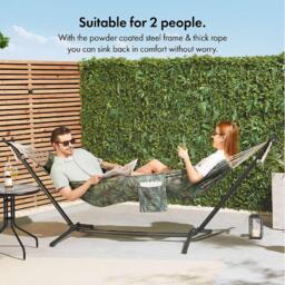 VonHaus Ibiza 2 Person Palm Leaf Double Hammock with Stand - thumbnail 2