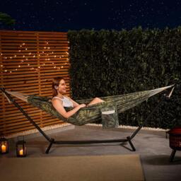 VonHaus Ibiza 2 Person Palm Leaf Double Hammock with Stand - thumbnail 3