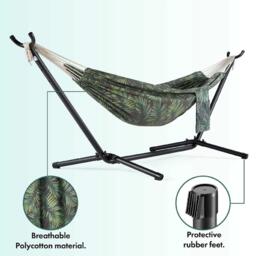 VonHaus Ibiza 2 Person Palm Leaf Double Hammock with Stand - thumbnail 8