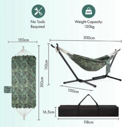 VonHaus Ibiza 2 Person Palm Leaf Double Hammock with Stand - thumbnail 9