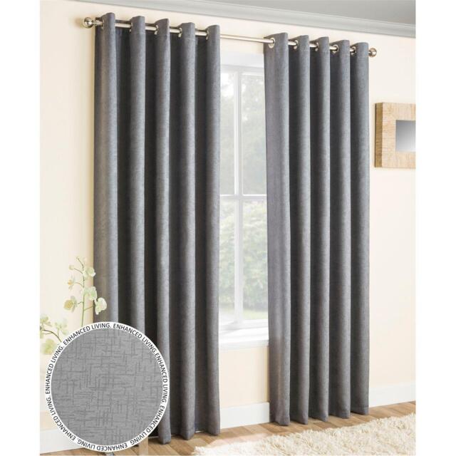 Enhanced Living Vogue Grey Thermal Room Darkening Curtains Eyelet - image 1