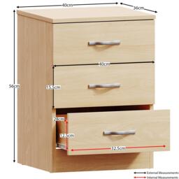 Lassic Vida Designs Riano 3 Drawer Bedside Chest - thumbnail 2
