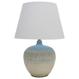K Living Table Lamp Blue Glazed Ceramic Base and White Shade