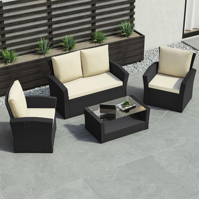 Lassic Garden Vida Mylor 4 Seater Rattan Set + Cover - image 1