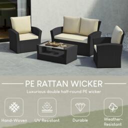 Lassic Garden Vida Mylor 4 Seater Rattan Set + Cover - thumbnail 4
